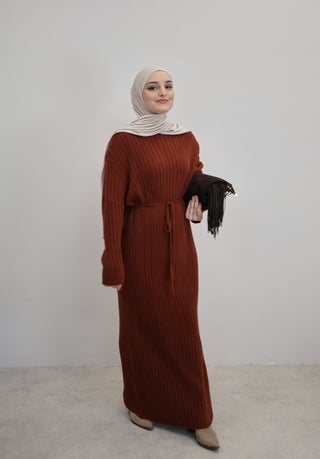 Strickkleid Ziegelrot